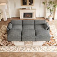 Silver-Grey-/-Chenille-6-Seat-Open-Pit-Sectional