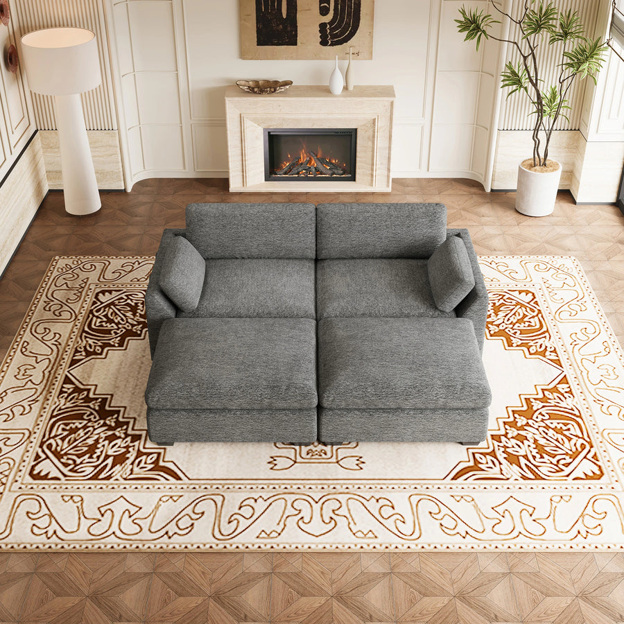 Silver-Grey-/-Chenille-4-Seat-Pit-Sectional