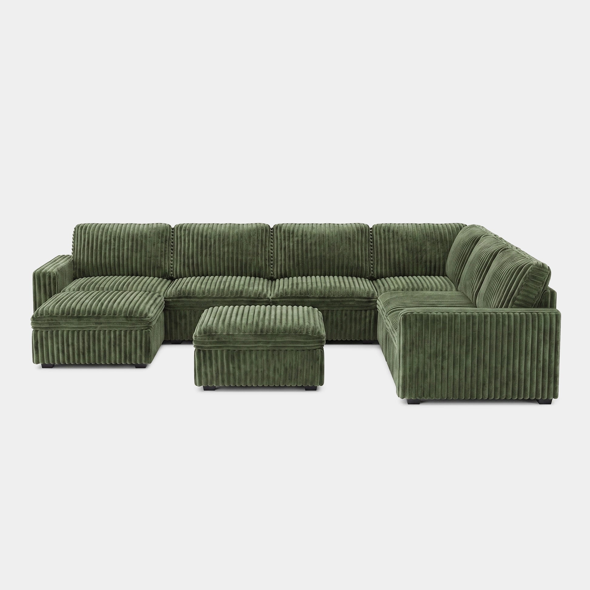 Olivewood-Green-/-Corduroy-8-Seat-U-Shaped-Sectional
