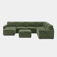 Olivewood-Green-/-Corduroy-8-Seat-U-Shaped-Sectional