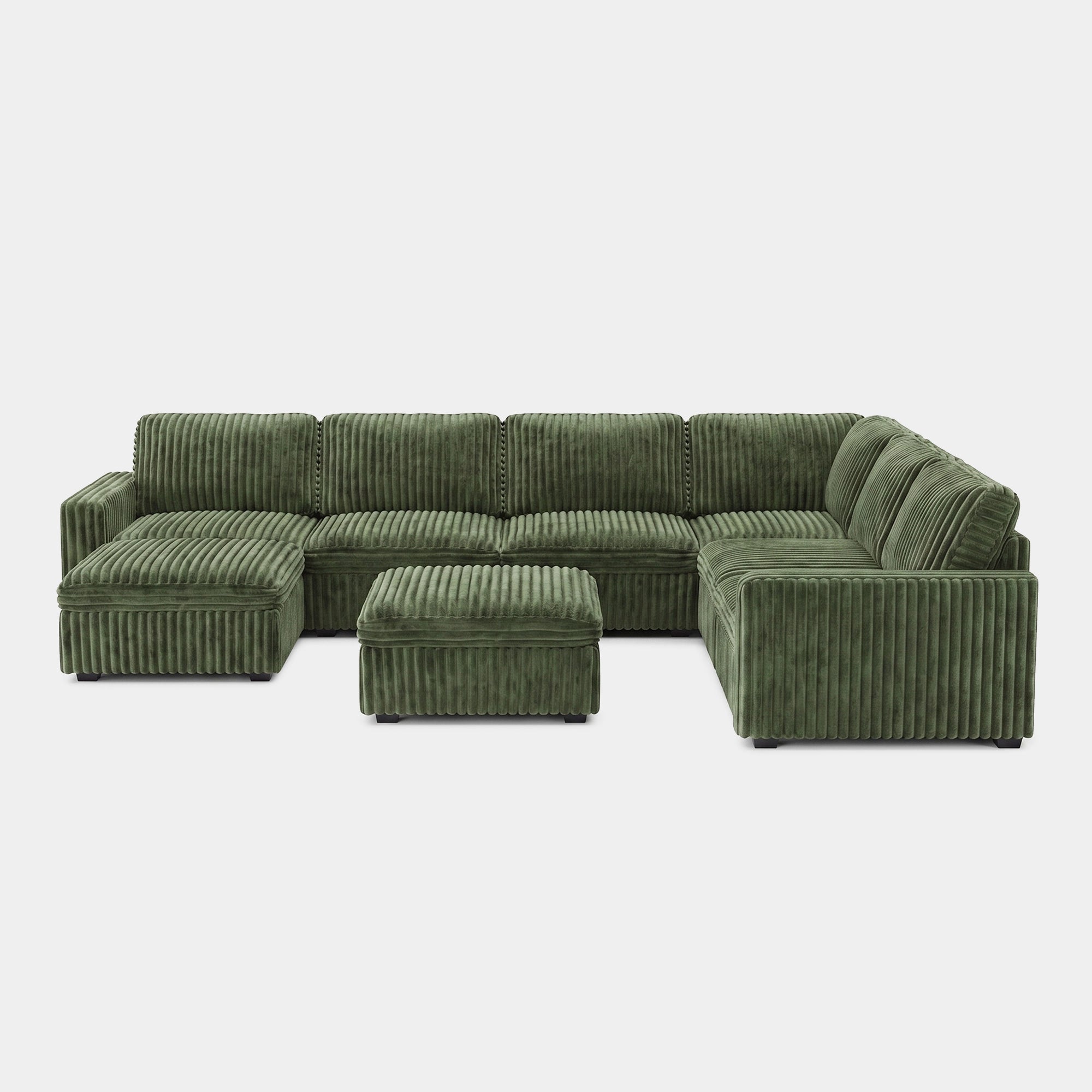 Olivewood-Green-/-Corduroy-8-Seat-U-Shaped-Sectional
