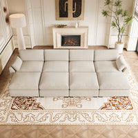 Misty-White-/-Chenille-8-Seat-Open-Pit-Sectional