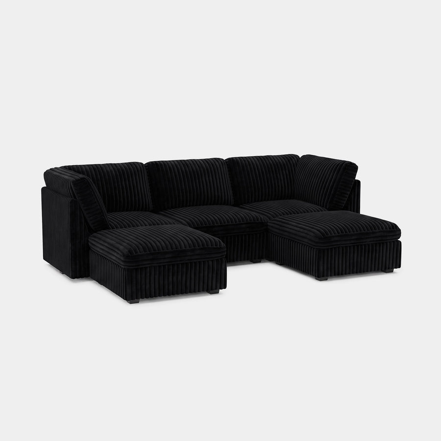 Onyx-Black-/-Corduroy-5-Seat-U-Shaped-Open-Sectional