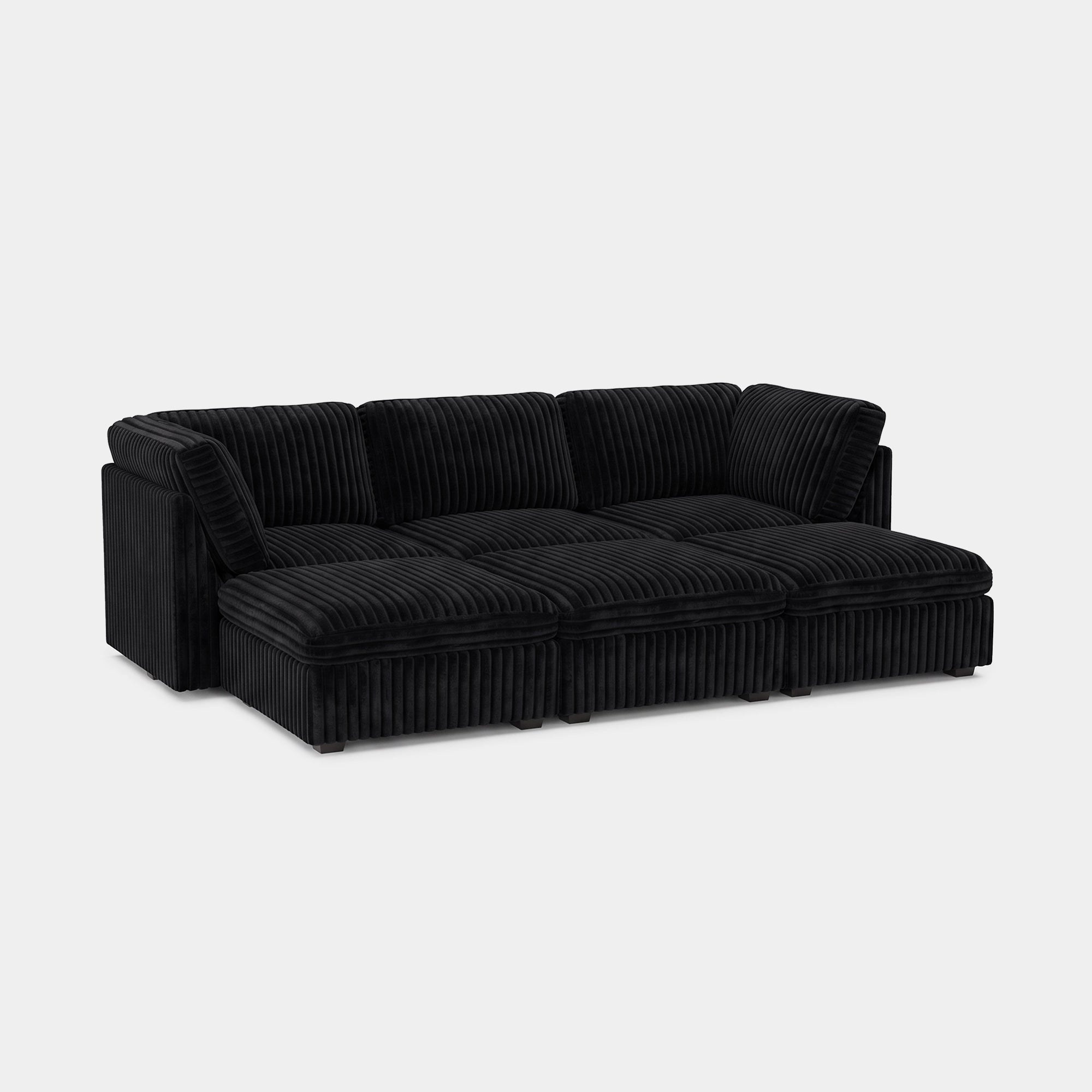 Obsidian-Black-/-Corduroy-6-Seat-Open-Pit-Sectional