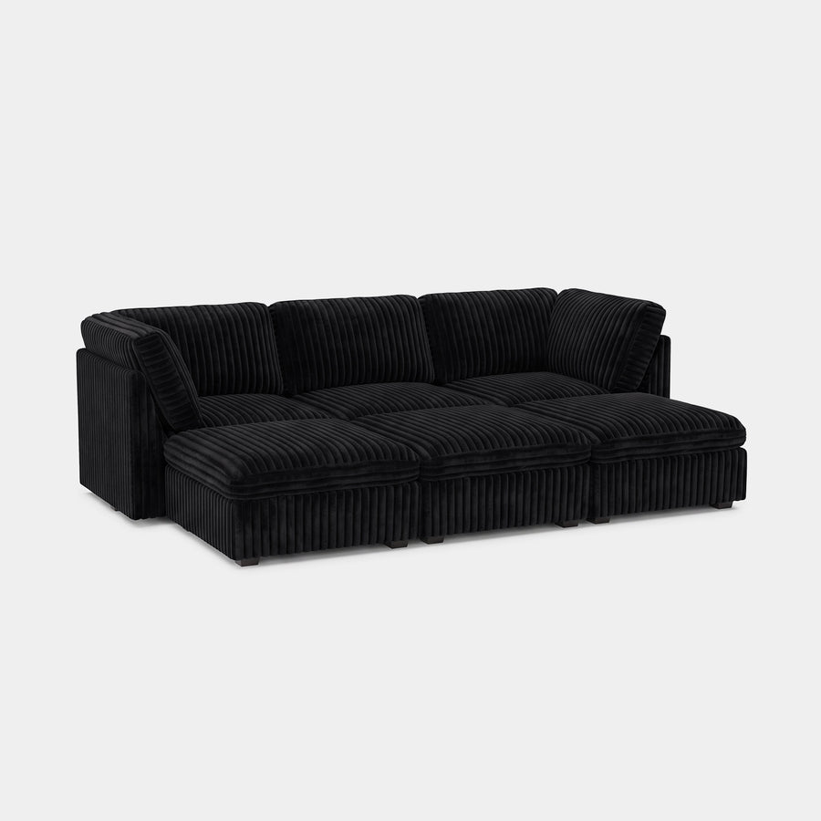 Onyx-Black-/-Corduroy-6-Seat-Open-Pit-Sectional