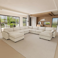 Misty-White-/-Chenille-8-Seat-U-Shaped-Sectional-with-Return