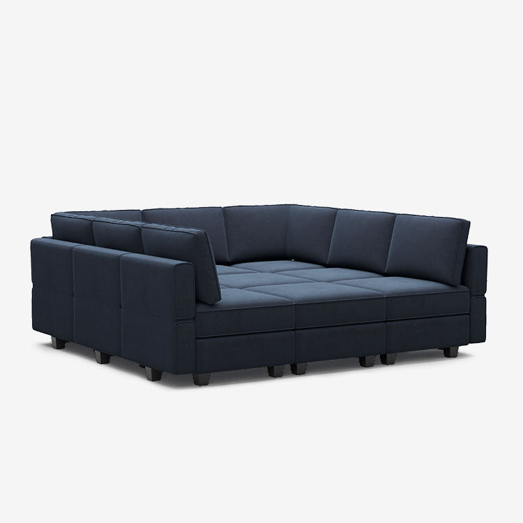 Belffin 9 Seats + 9 Sides Modular Velvet Sleeper Sofa with Storage Seat