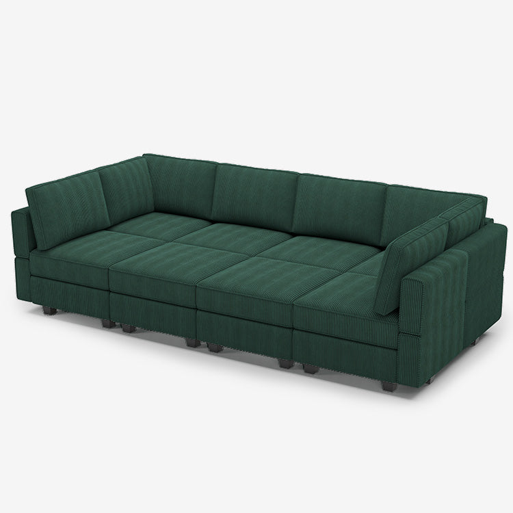 Belffin 8 Seats + 8 Sides Modular Corduroy Sleeper Sofa with Storage Seat