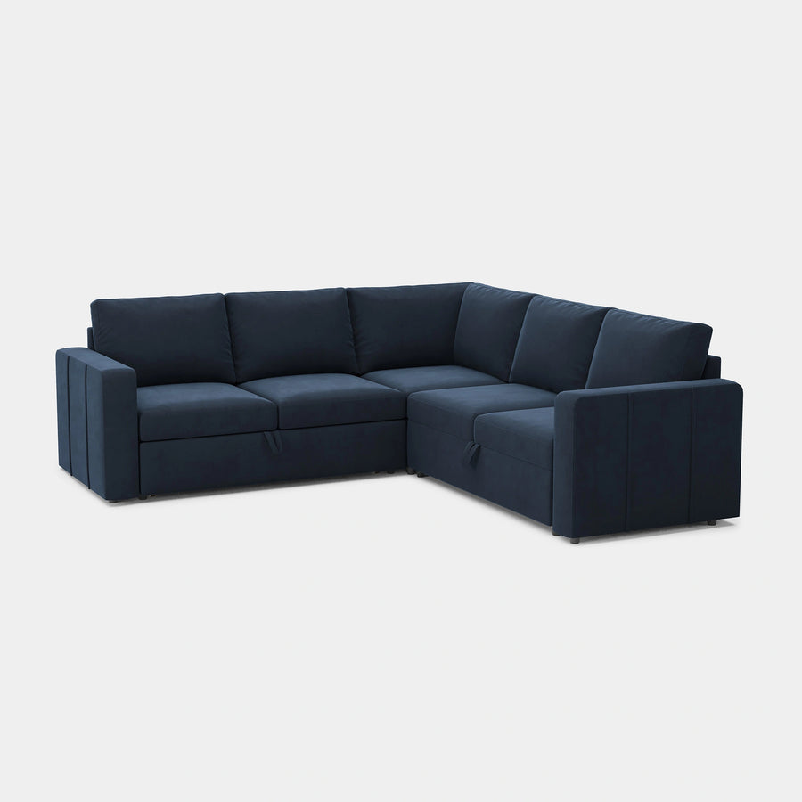 Navy-Blue-/-Velvet-5-Seat-L-Shaped-Pullout-Sectional