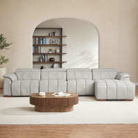 Mist-Gray-/-Genuine-Leather-4-Seat-Right-Chaise-Sectional