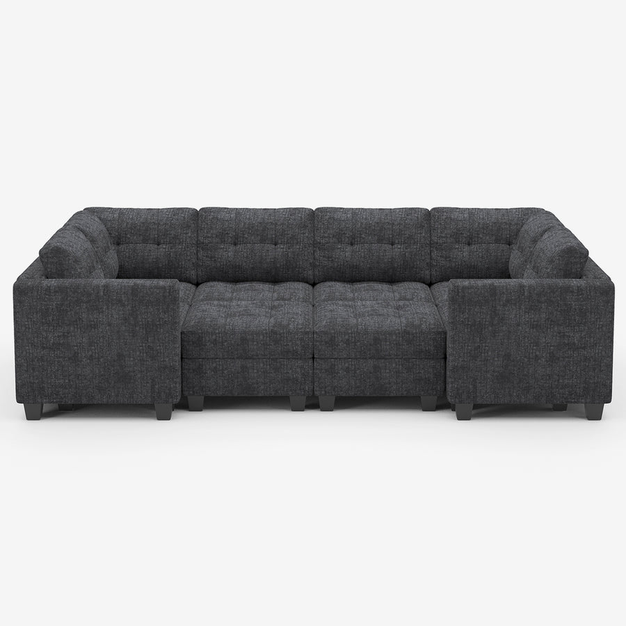 Graphite-Gray-/-Chenille-8-Seat-Wraparound-Pit-Sectional