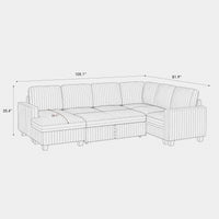 6-Seat-U-Shaped-Left-Chaise-Pullout-Sectional-dimension