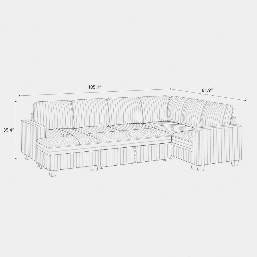 6-Seat-U-Shaped-Left-Chaise-Pullout-Sectional-dimension