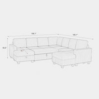 8-Seat-U-Shaped-Right-Chaise-Pullout-Sectional-dimension