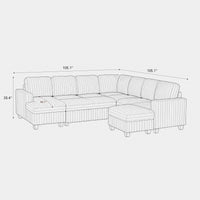 8-Seat-U-Shaped-Left-Chaise-Pullout-Sectional-dimension