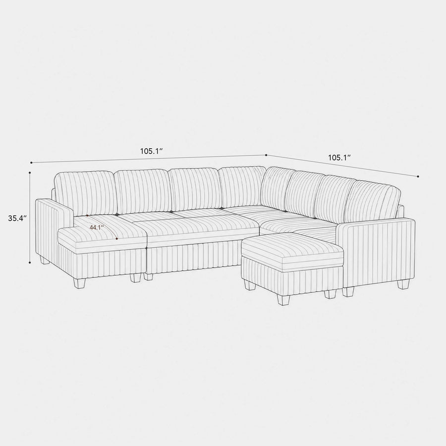8-Seat-U-Shaped-Left-Chaise-Pullout-Sectional-dimension