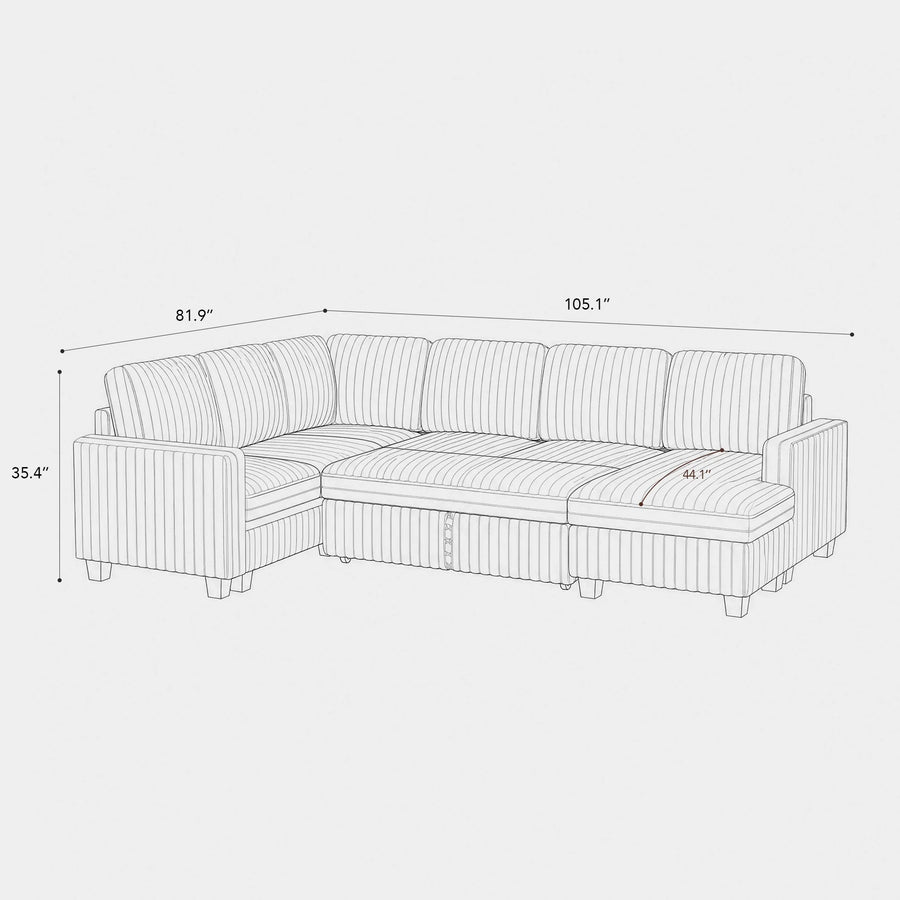 6-Seat-U-Shaped-Right-Chaise-Pullout-Sectional-dimension