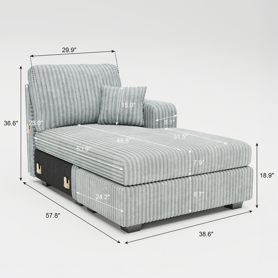 Frosted-Grey-/-Corduroy-Module-Right-Arm-Chaise-dimension