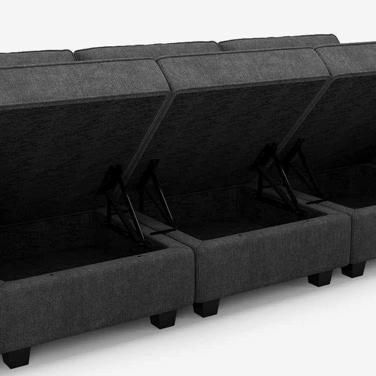 Belffin 9 Seats + 7 Sides Modular Terry Sleeper Sofa with Storage Seat