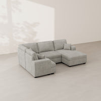 Frosted-Grey-/-Corduroy-4-Seat-U-Shaped-Right-Chaise-Sectional