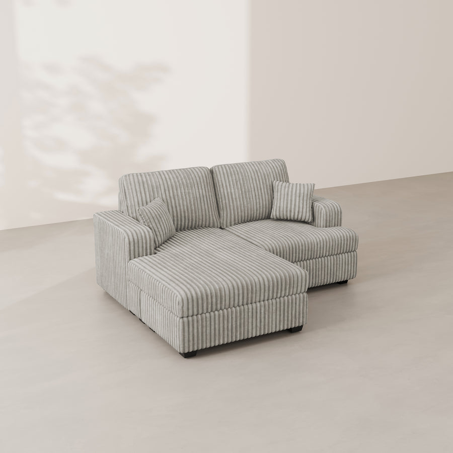 Frosted-Grey-/-Corduroy-Left-Chaise-Loveseat