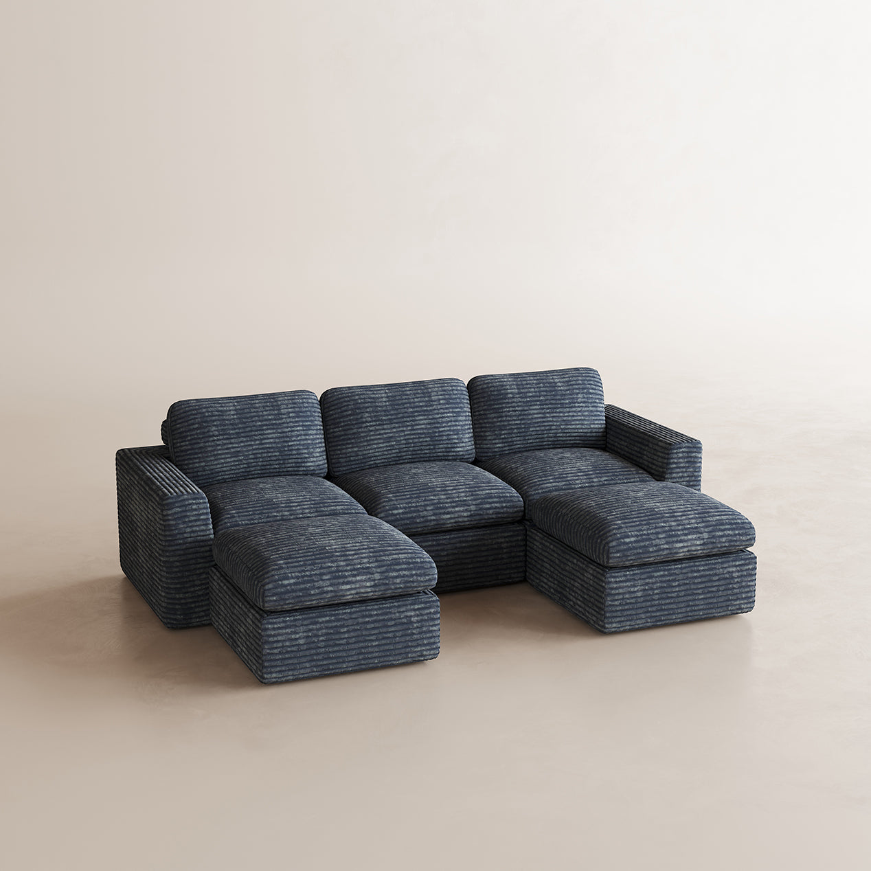 Corduroy-Pewter-Grey-3-Seats-U-Shaped-Sectional