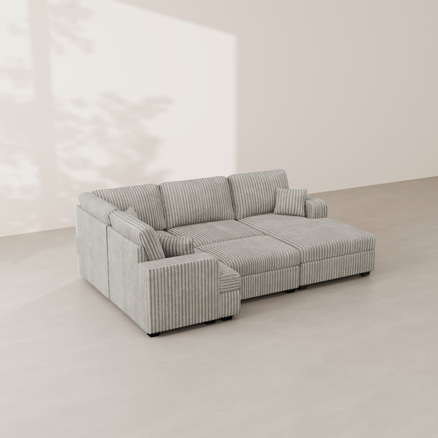 Frosted-Grey-/-Corduroy-5-Seat-Right-Chaise-Pit-Sectional