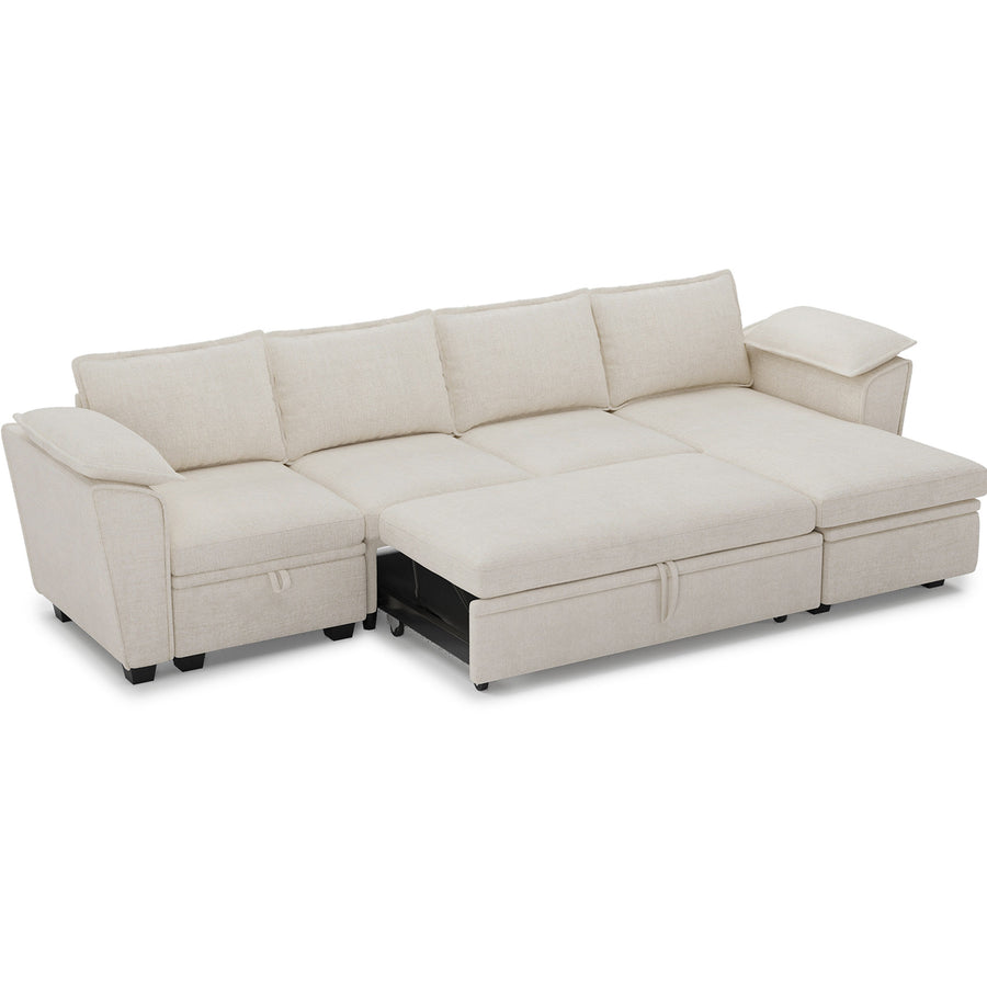 Misty-White-/-Chenille-4-Seat-L-Shaped-Pullout-Sectional-with-Reversible-Chaise