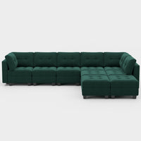 Castleton-Green-/-Velvet-9-Seat-L-Shaped-Sectional