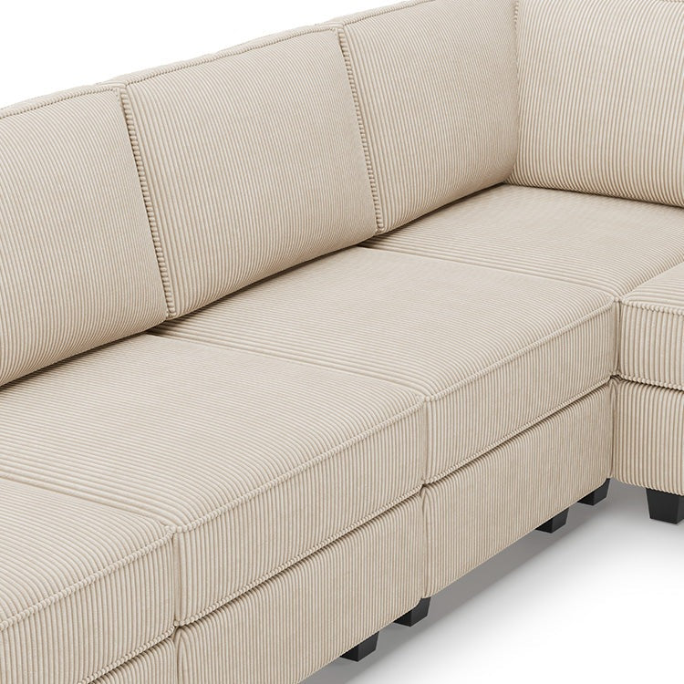 Belffin 4 Seats + 6 Sides Modular Wide Corduroy Sofa with Storage Seat