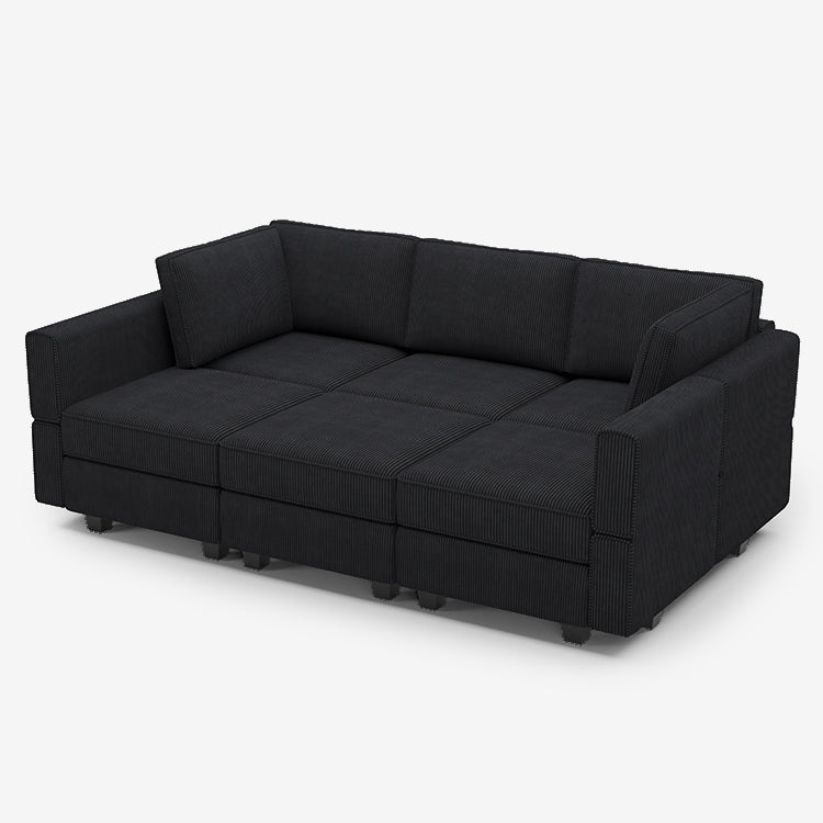 Belffin 6 Seats + 7 Sides Modular Wide Corduroy Sleeper Sofa with Storage Seat