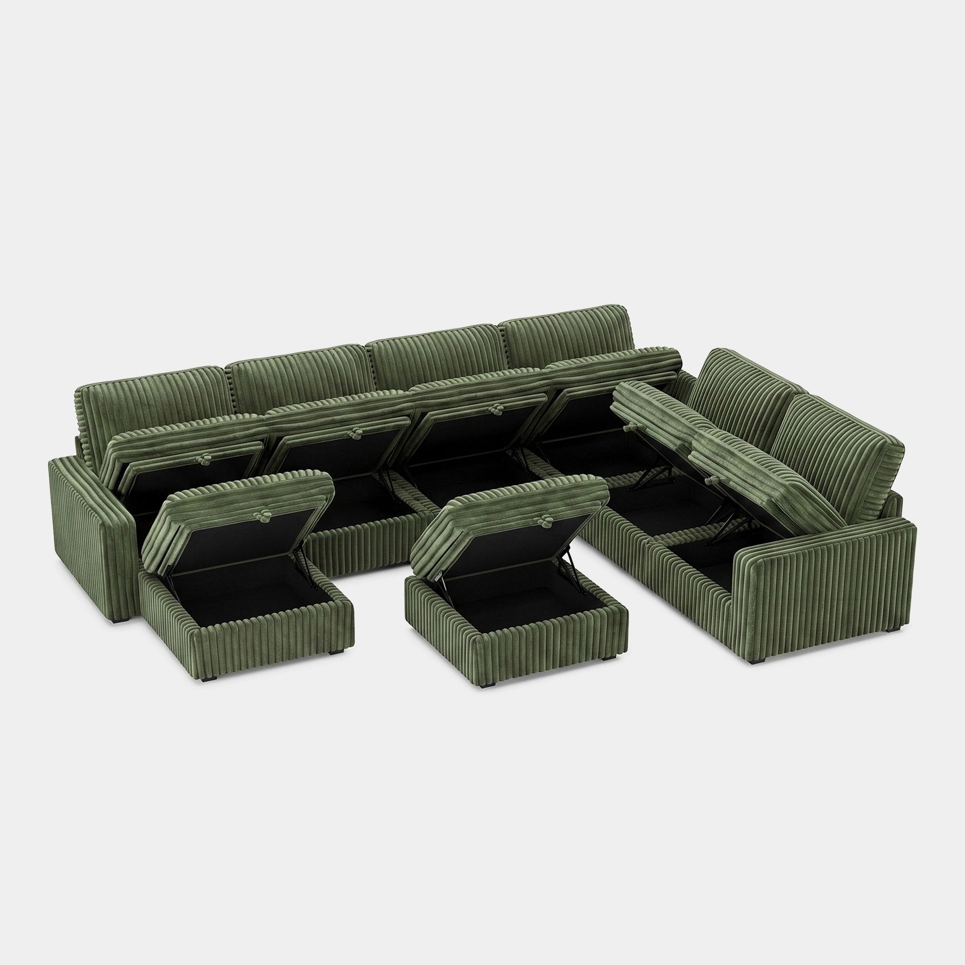 Olivewood-Green-/-Corduroy-8-Seat-U-Shaped-Sectional