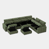 Olivewood-Green-/-Corduroy-8-Seat-U-Shaped-Sectional