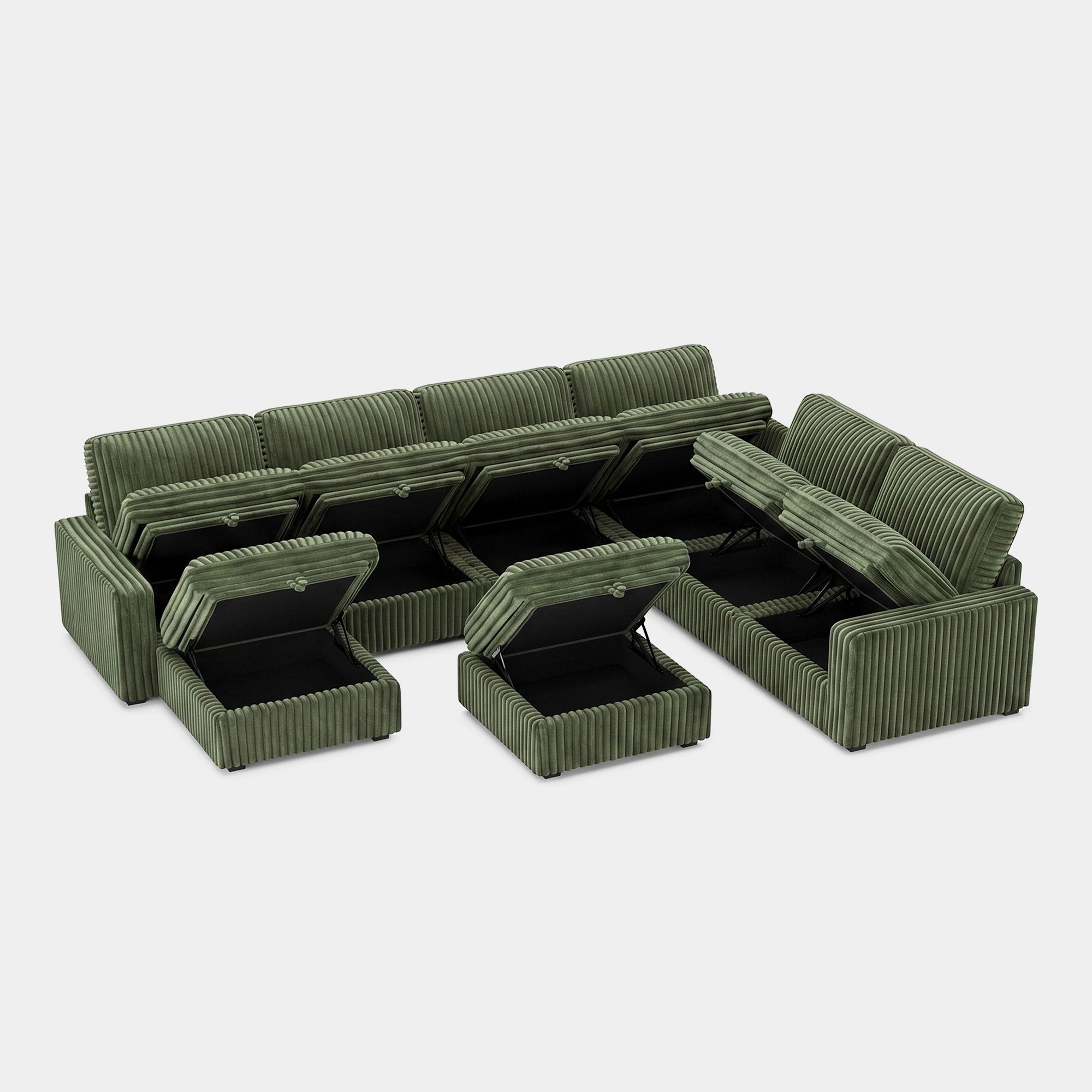 Olivewood-Green-/-Corduroy-8-Seat-U-Shaped-Sectional