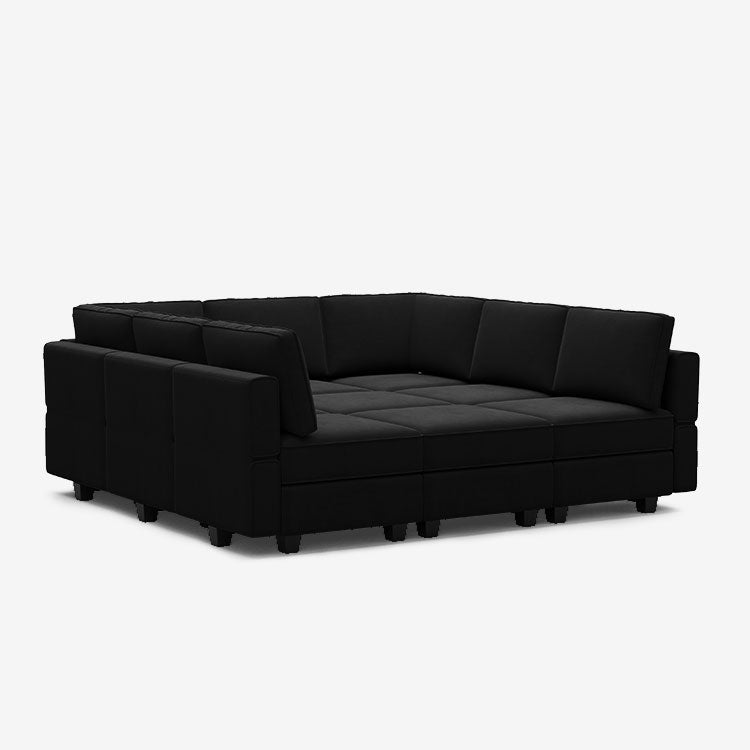 Belffin 9 Seats + 9 Sides Modular Velvet Sleeper Sofa with Storage Seat