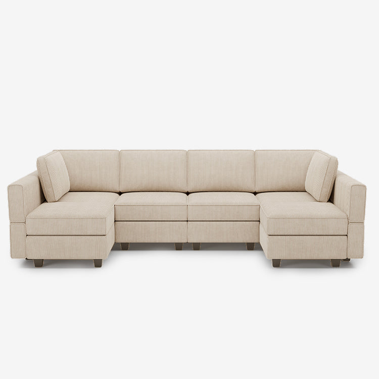 Belffin 6 Seats + 8 Sides Modular Corduroy Sofa with Storage Seat