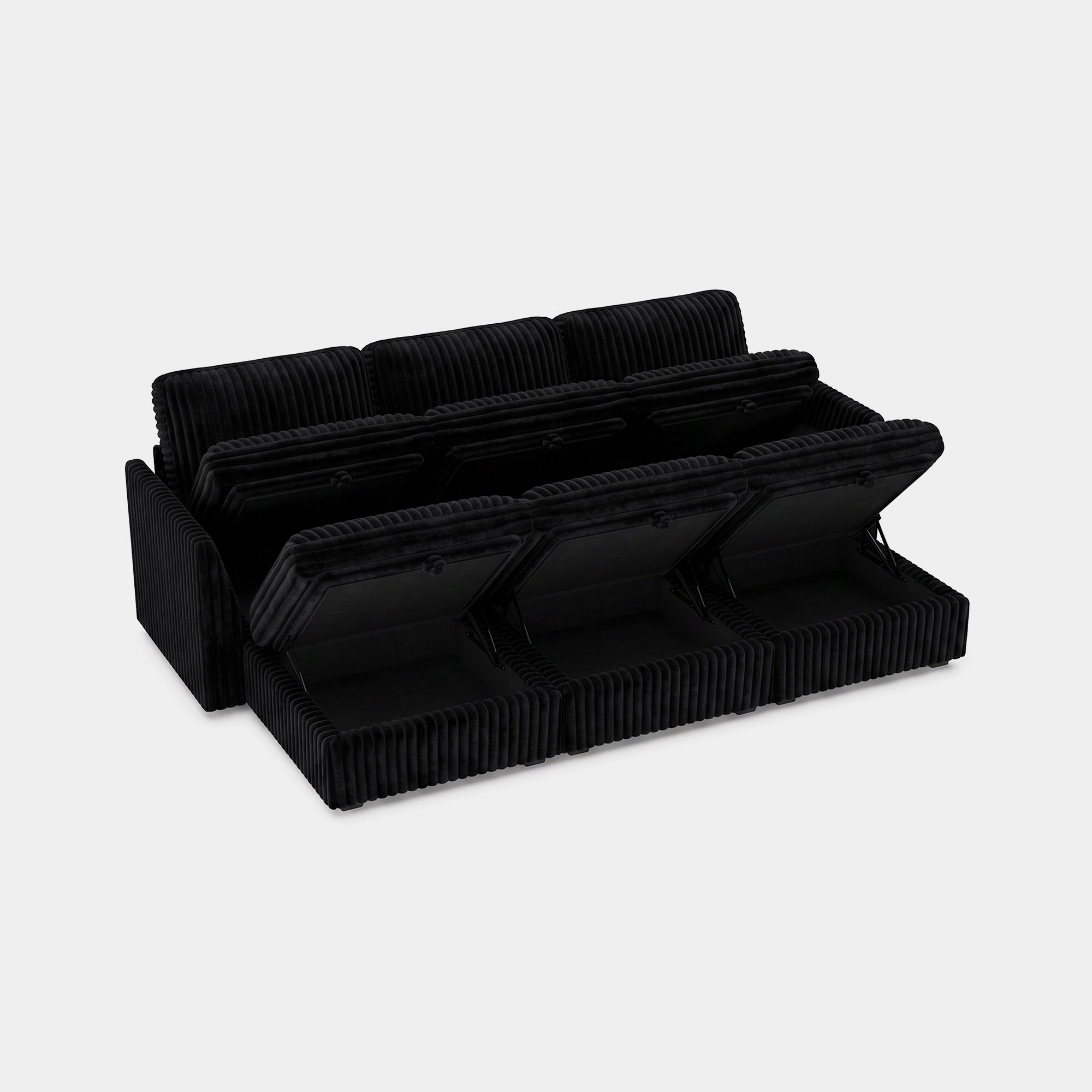 Obsidian-Black-/-Corduroy-6-Seat-Open-Pit-Sectional