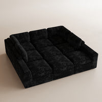 Piano-Black-/-Corduroy-9-Seats-Sleeper-Sectional