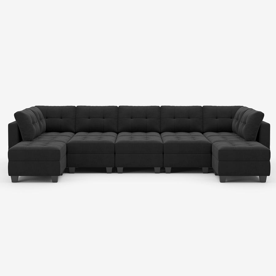 Ebony-Black-/-Velvet-12-Seat-Open-U-Shaped-Sectional