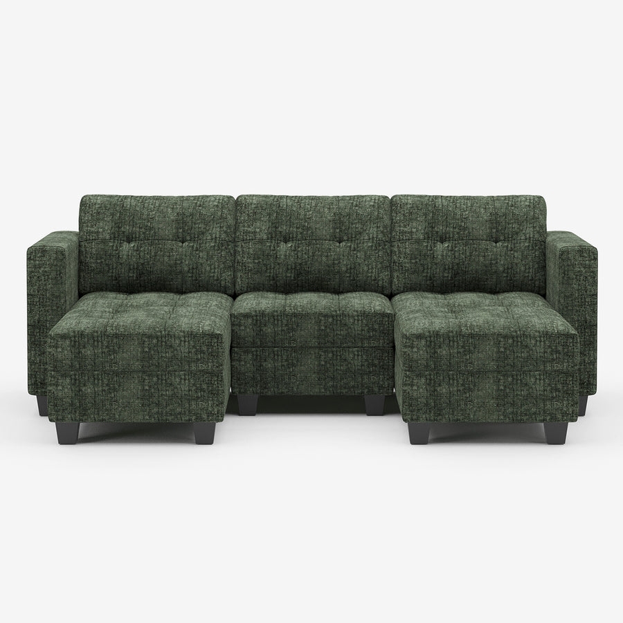 Moss-Green-/-Chenille-5-Seat-U-Shaped-Open-Sectional