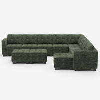 Moss-Green-/-Chenille-11-Seat-L-Shaped-Sectional