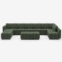 Moss-Green-/-Chenille-12-Seat-U-Shaped-Sectional