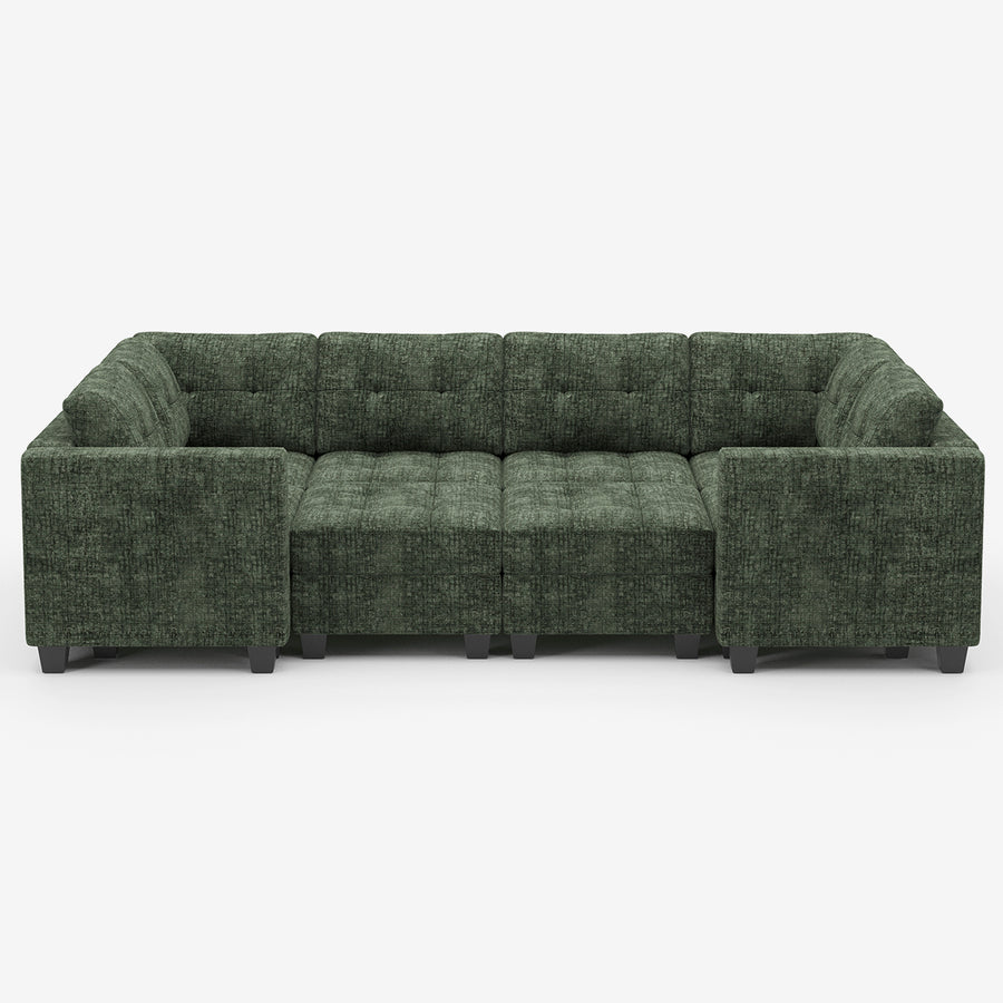 Moss-Green-/-Chenille-8-Seat-Wraparound-Pit-Sectional