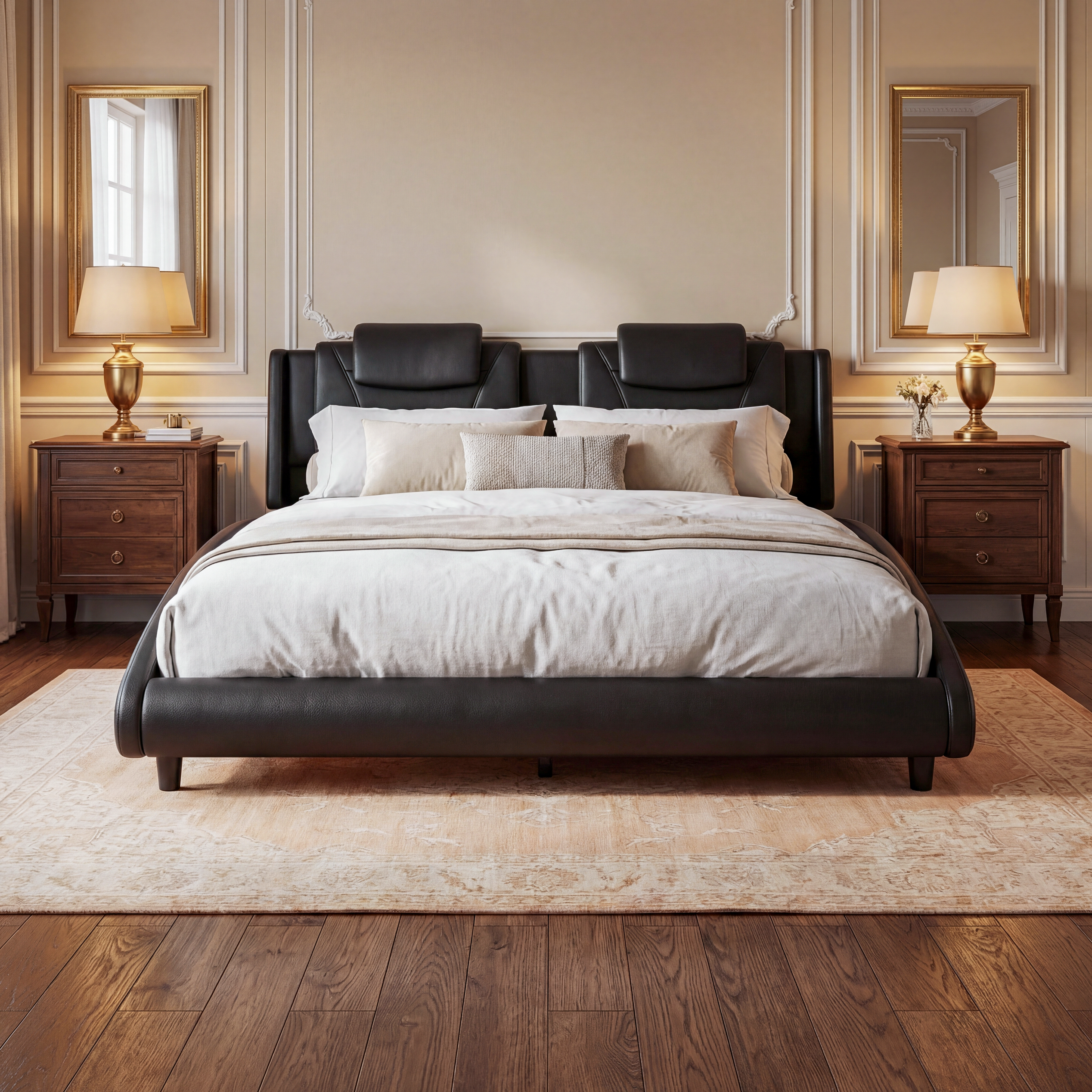 faux-leather-upholstered-platform-bed-frame