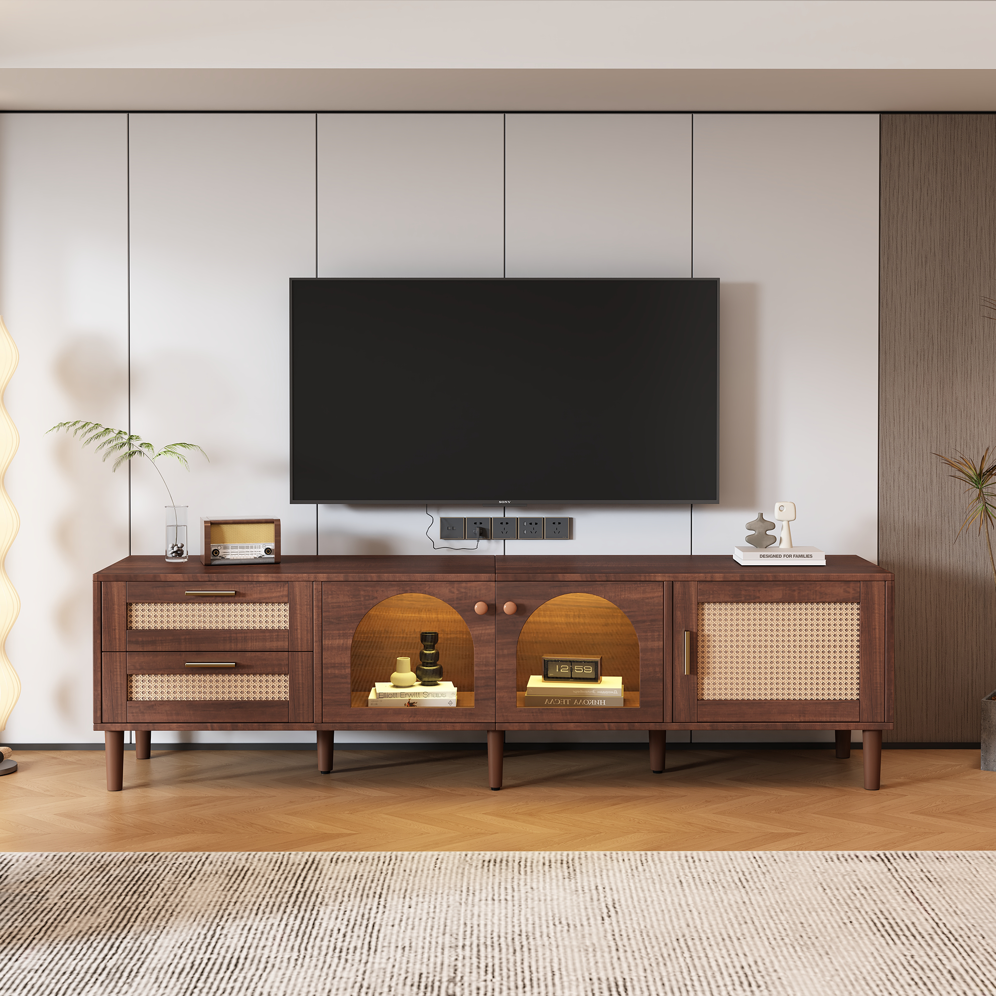 Rattan-inspired TV Stand