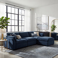 Navy-Blue-/-Velvet-4-Seat-L-Shaped-Sectional