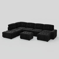 Obsidian-Black-/-Corduroy-5-Seat-L-Shaped-Left-Chaise-Sectional-with-2-Ottomans