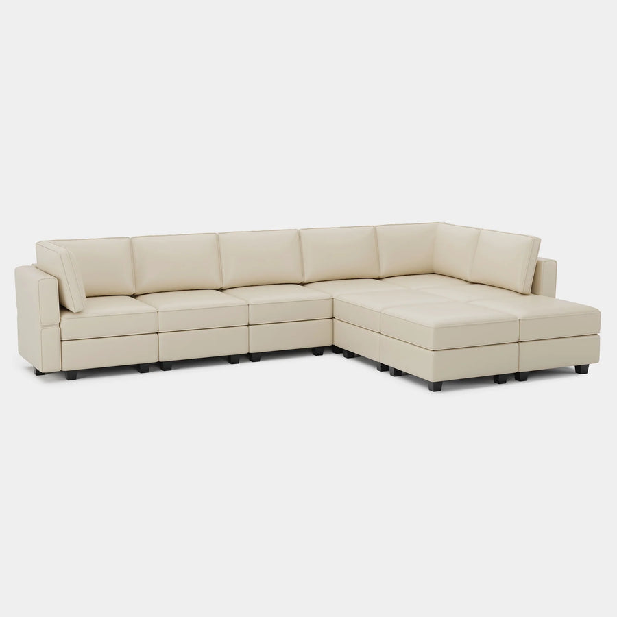 Shoji-White-/-Faux-Leather-9-Seat-L-Shaped-Sectional