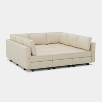 Shoji-White-/-Faux-Leather-9-Seat-Pit-Sectional