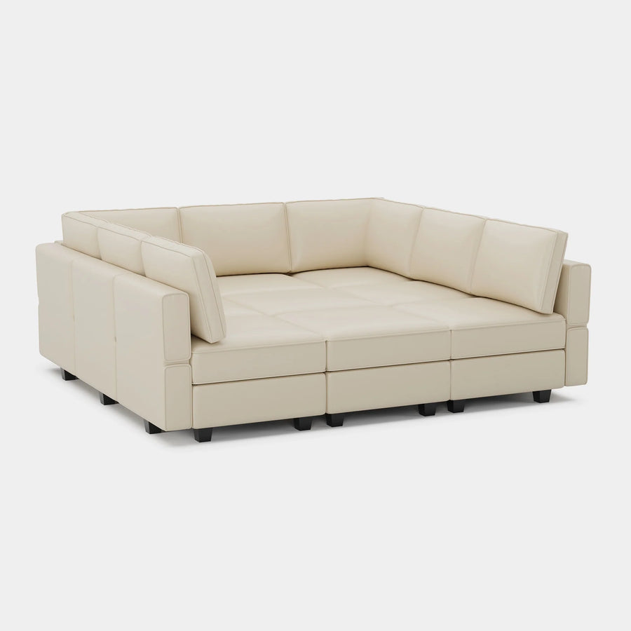 Shoji-White-/-Faux-Leather-9-Seat-Pit-Sectional